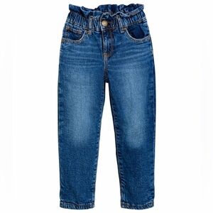 GAP Like Mom Kids Dark Blue Elastic Waist Jeans fleece lined pink polka dots